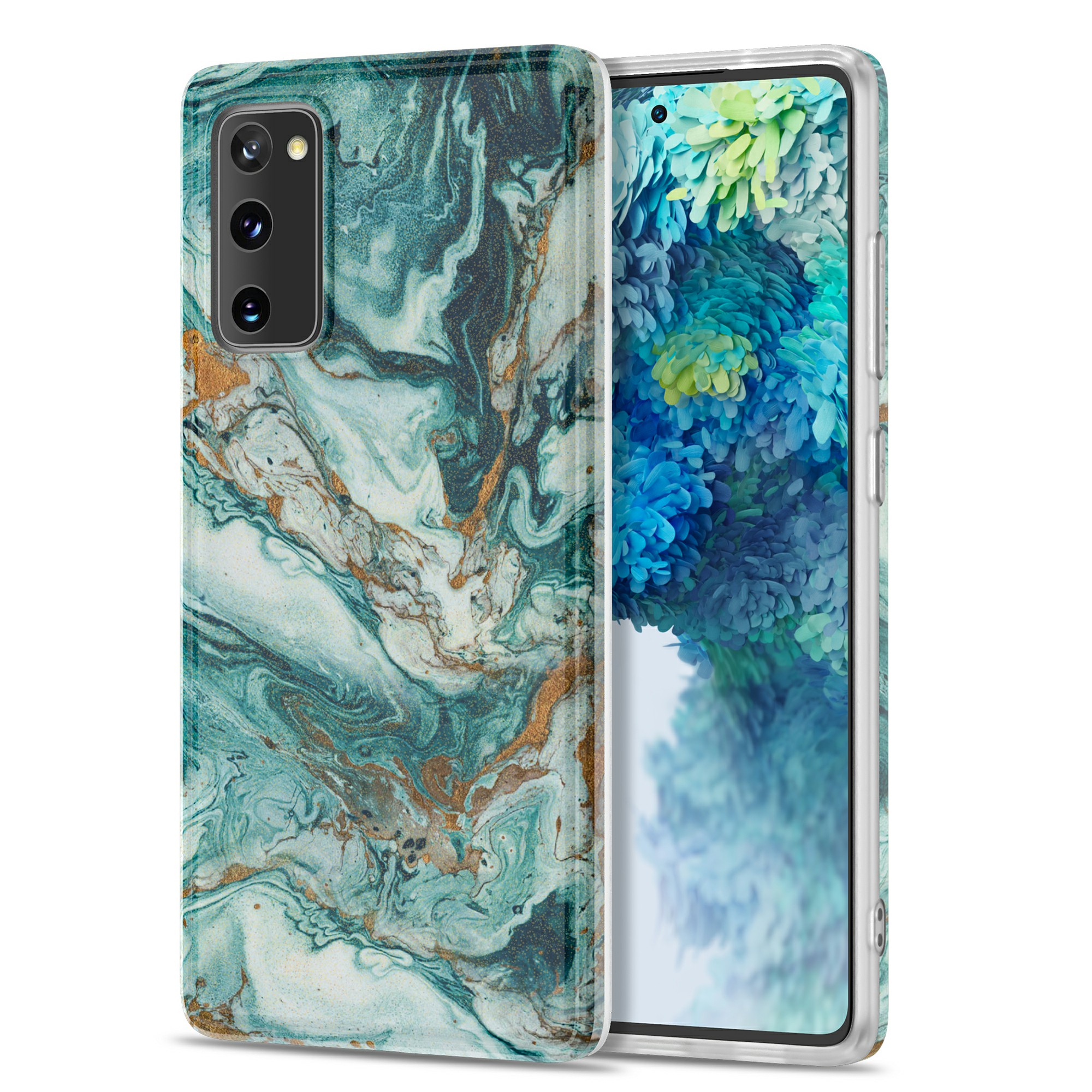 

Позолоченное Мраморная Печать Photo Photion TPU Cover Cover Для Samsung Galaxy S20 FE / S20 Fan Edition / S20 Fe 5G / S20 Fan Edition 5G / S20 Lite - Зеленый, Galaxy S20 Lite