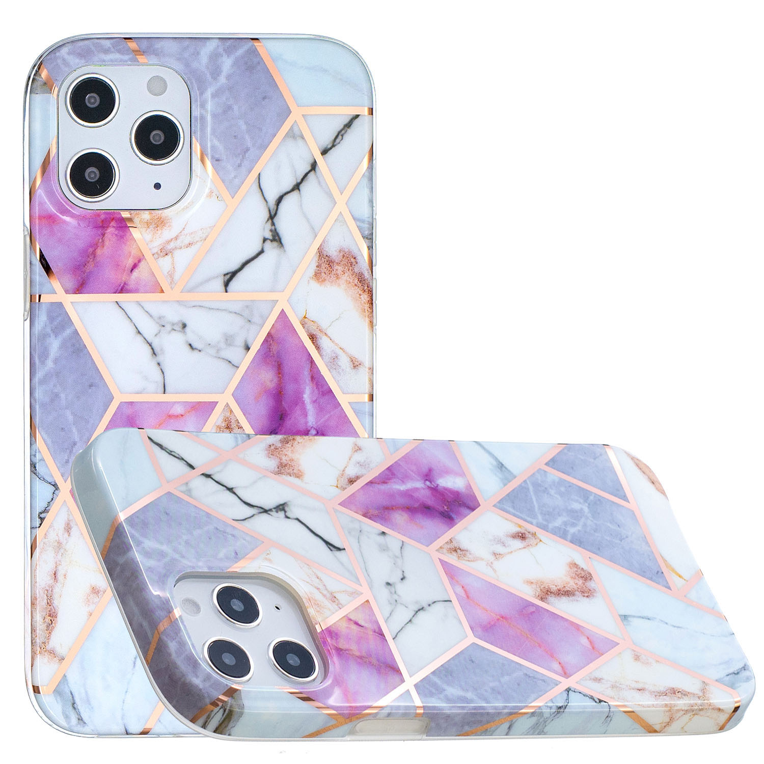 

Splicing Electroplating IMD TPU Phone Protector Case for iPhone 12 Pro Max - Style E, iPhone 12 Pro Max
