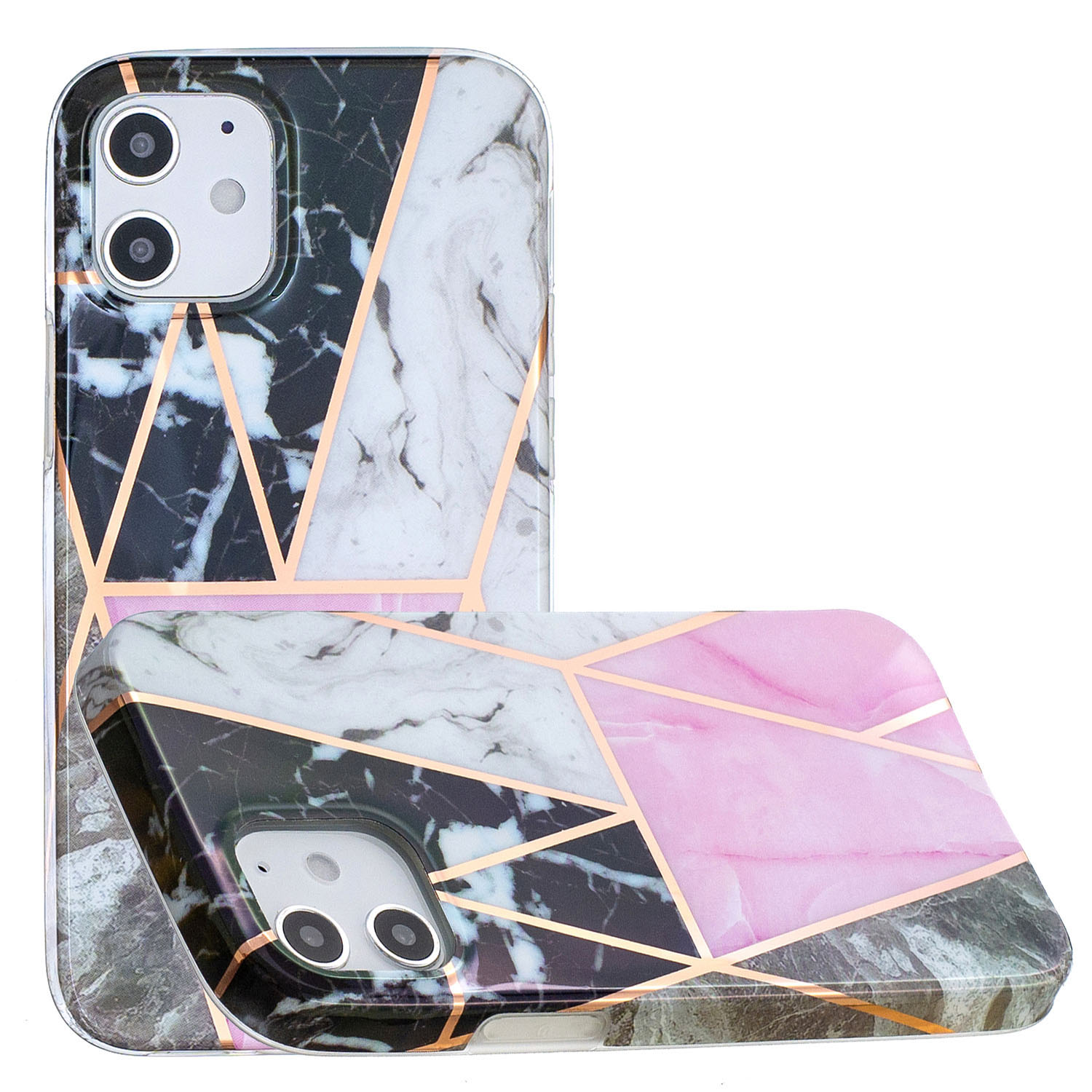 

Splicing Electroplating IMD TPU Protector for iPhone 12 Cell Phone Case - Style K, iPhone 12