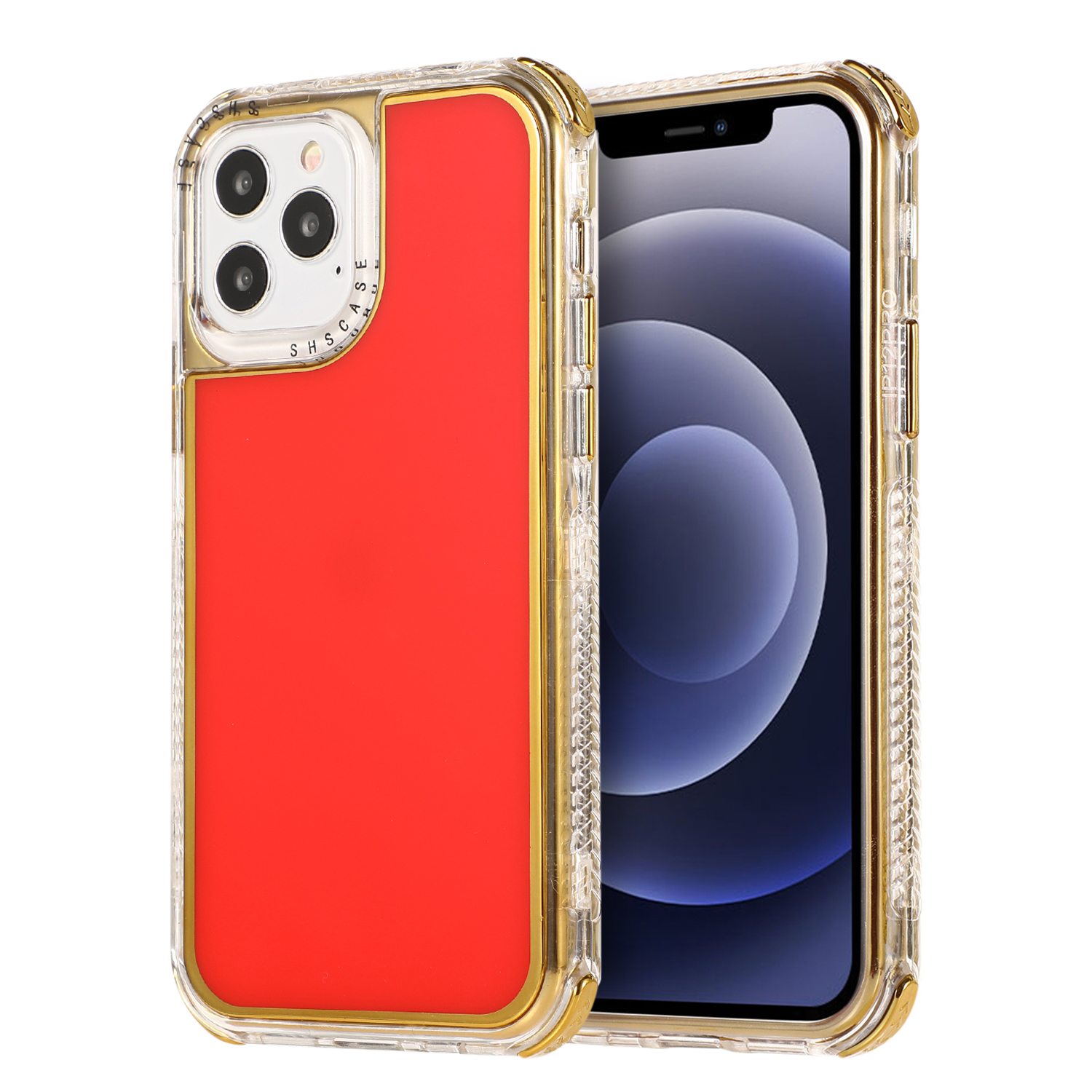 

Жесткий ПК + Гальваническое Покрытие TPU Защитный Чехол Для IPhone 12 Pro Max - Красный, iPhone 12 Pro Max