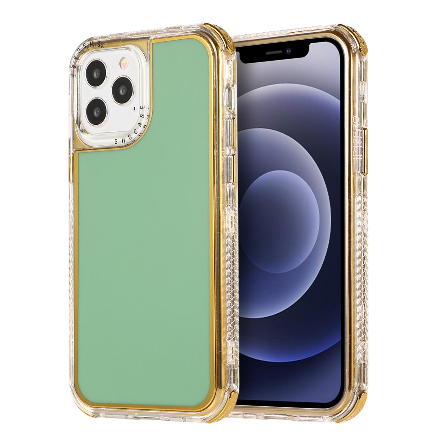 

Жесткий ПК + Гальваническое Покрытие TPU Защитный Чехол Для IPhone 12 Pro / iPhone 12. - Зеленый, iPhone 12 Pro