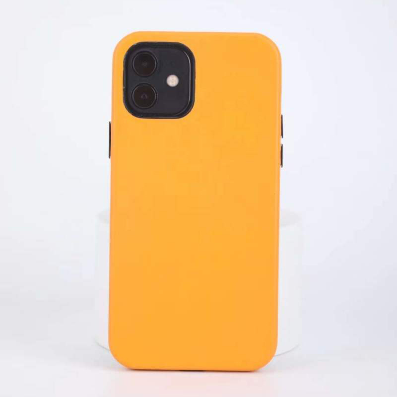 

Magnetic Genuine Leather Liquid Silicone Case for iPhone 12/12 Pro - Yellow, iPhone 12