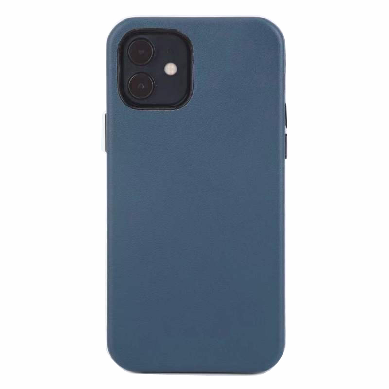 

Magnetic Genuine Leather Liquid Silicone Cover for iPhone 12 mini - Blue, iPhone 12 mini