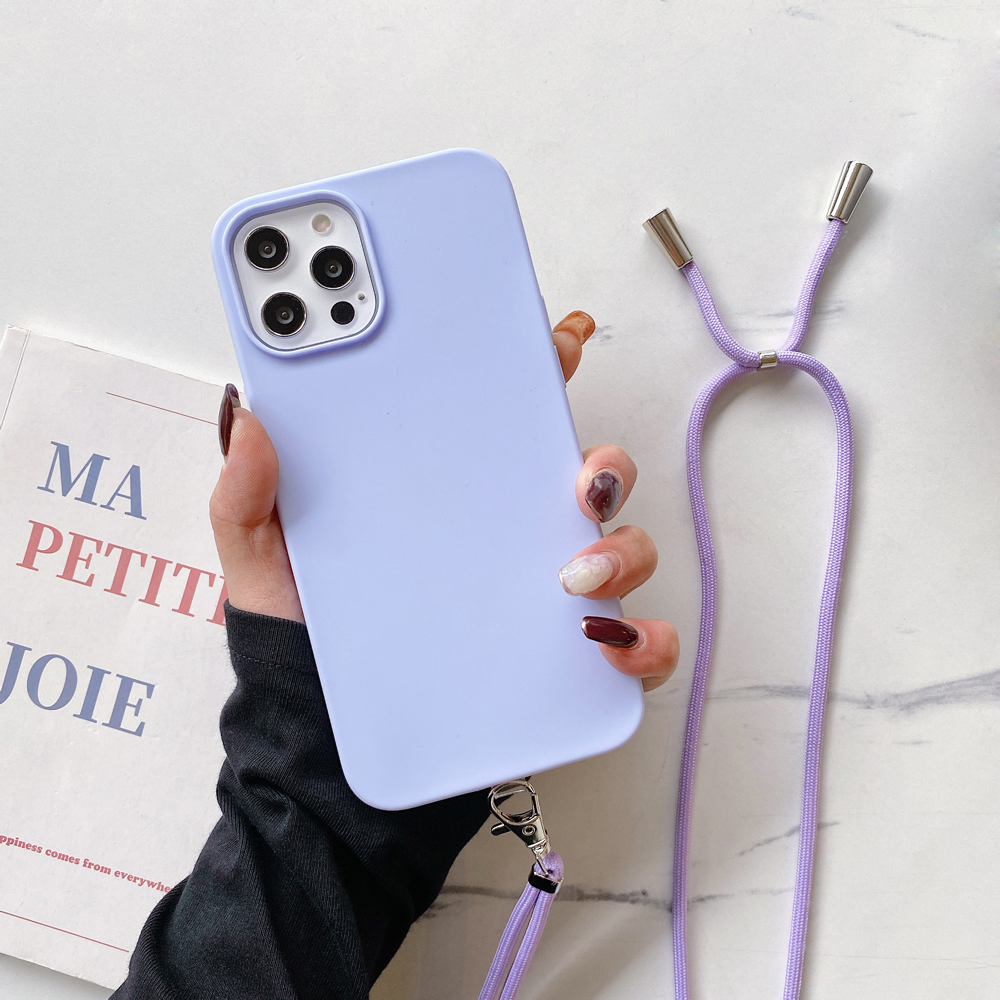 

Сплошной Цвет Candy TPU Защитный Чехол Для Телефона С Ремешком Для IPhone 12 Pro / iPhone 12. - Голубые, iPhone 12 Pro