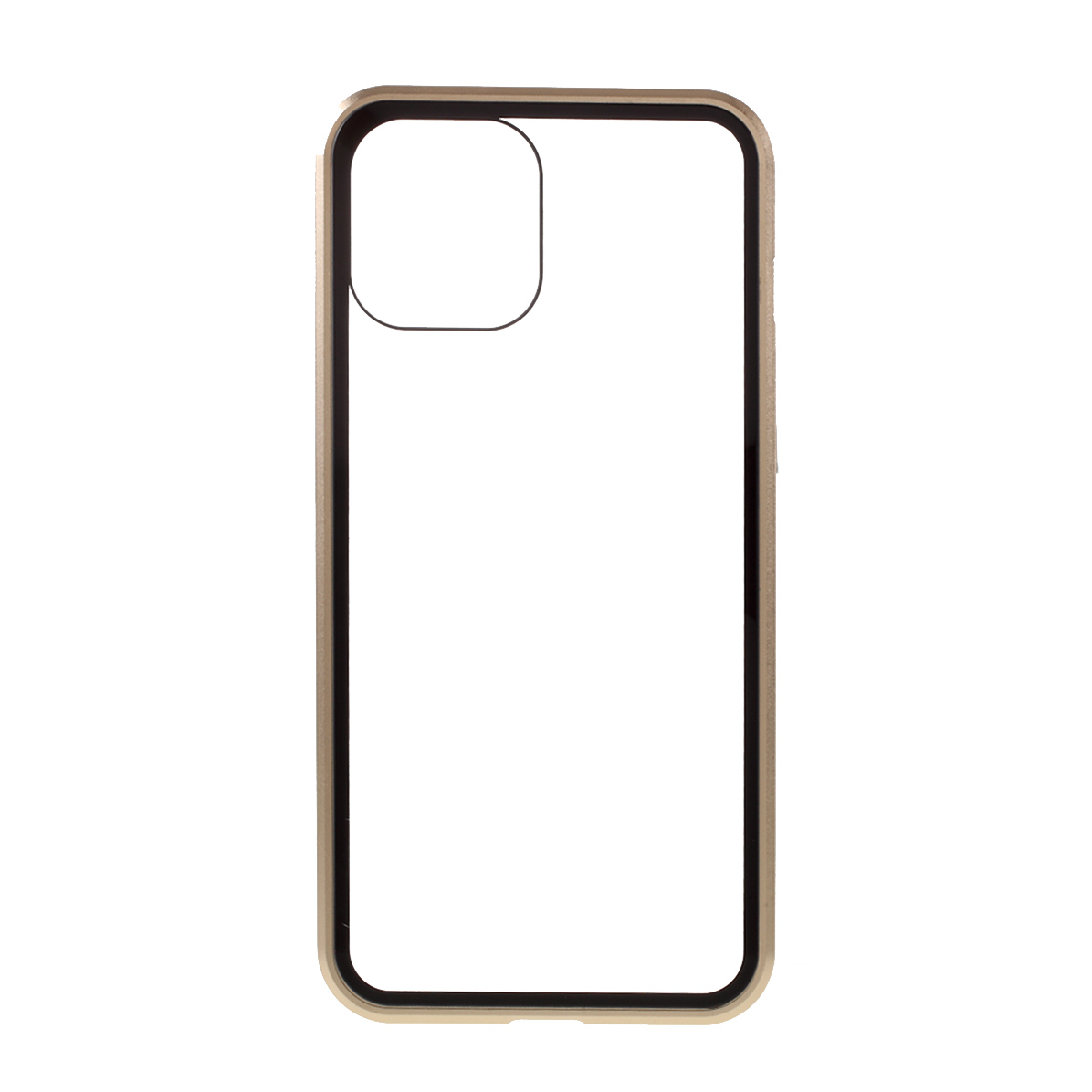

Magnetic Adsorption Metal Frame + Tempered Glass Back Phone Cover for iPhone 12/12 Pro - Gold, iPhone 12
