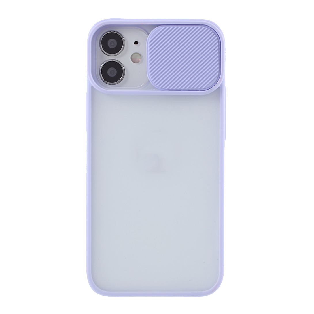 

Matte PC + TPU Phone Protective Case with Slide Camera Cover for iPhone 12 Pro / iPhone 12 - Light Purple, iPhone 12 Pro