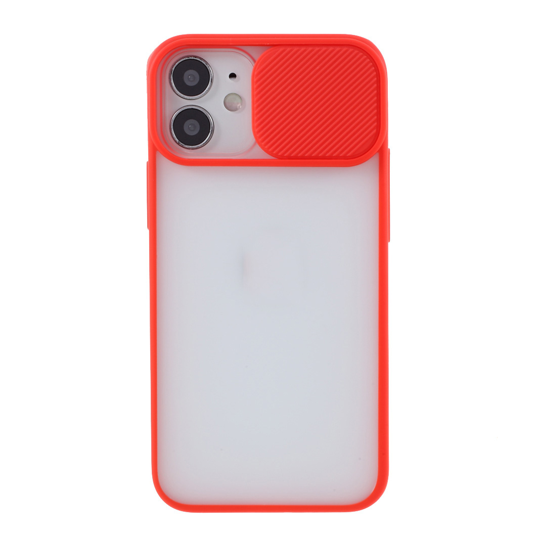 

Матовый ПК + ТПУ Телефон Чехол Со Скользящей Камерой Крышка Для IPhone 12 Mini - Красный, iPhone 12 mini
