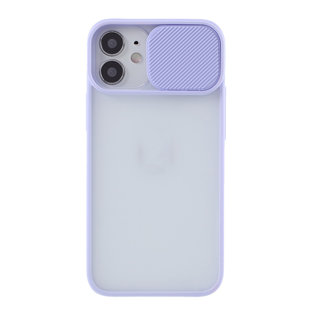 

Матовый ПК + ТПУ Телефон Чехол Со Скользящей Камерой Крышка Для IPhone 12 Mini - Светло-фиолетовый, iPhone 12 mini