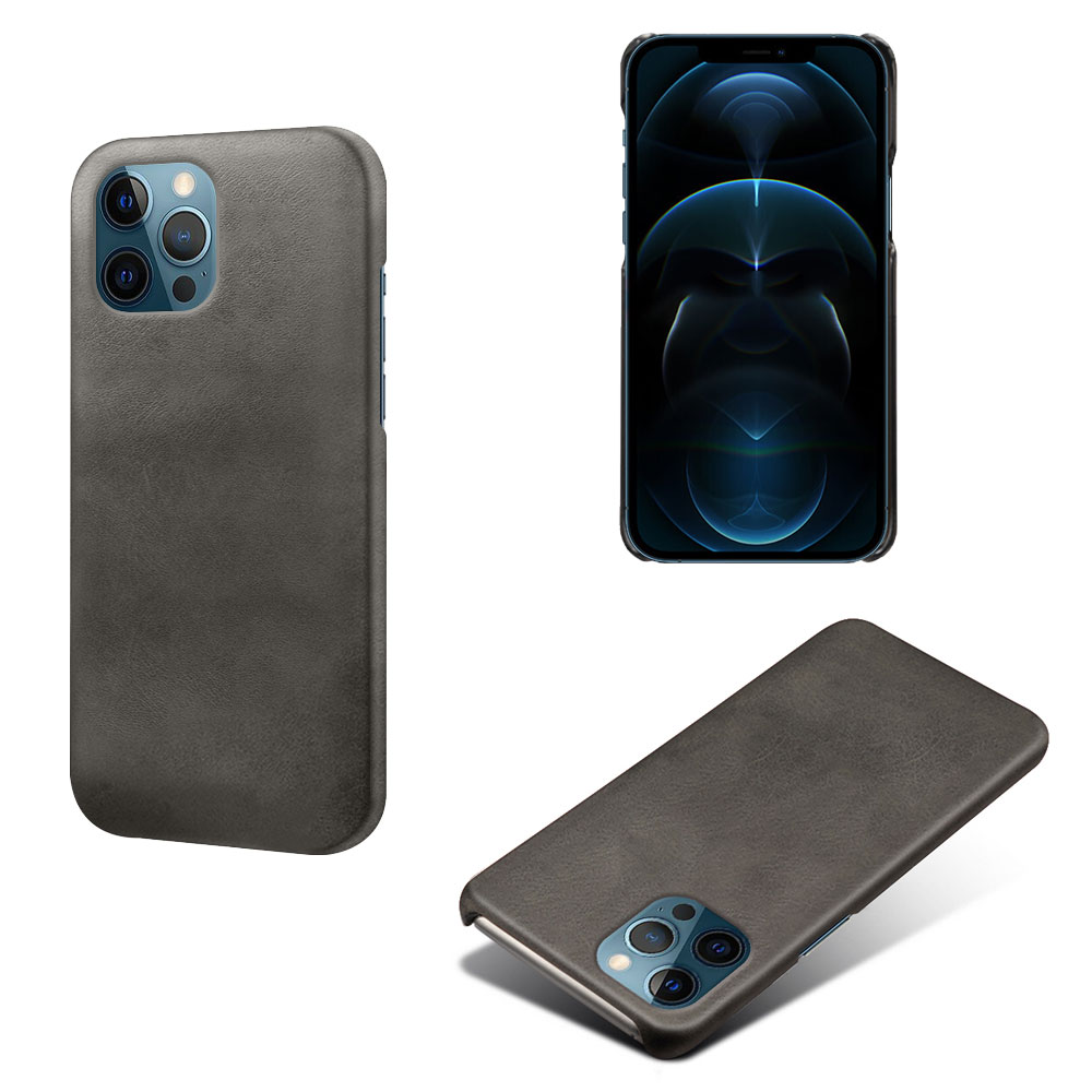 

PU Кожаное Покрытие На ПК Задний Чехол Для IPhone 12 Pro Max - Чернить, iPhone 12 Pro Max