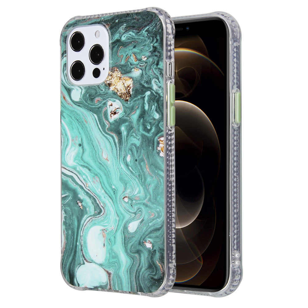 

Цветной Глазурь Мраморной Узор ПК Обратно Раковина TPU Для IPhone 12/12 Pro - Зеленый, iPhone 12