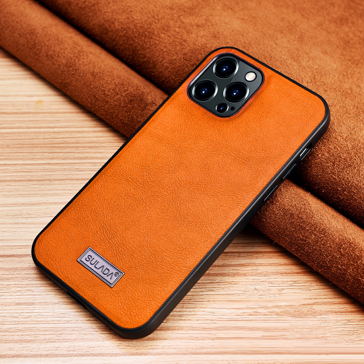 

Sulada PU Кожаный Покрытый TPU TPU Chace Для Iphone 12 Pro / iPhone 12 - Апельсин, iPhone 12 Pro
