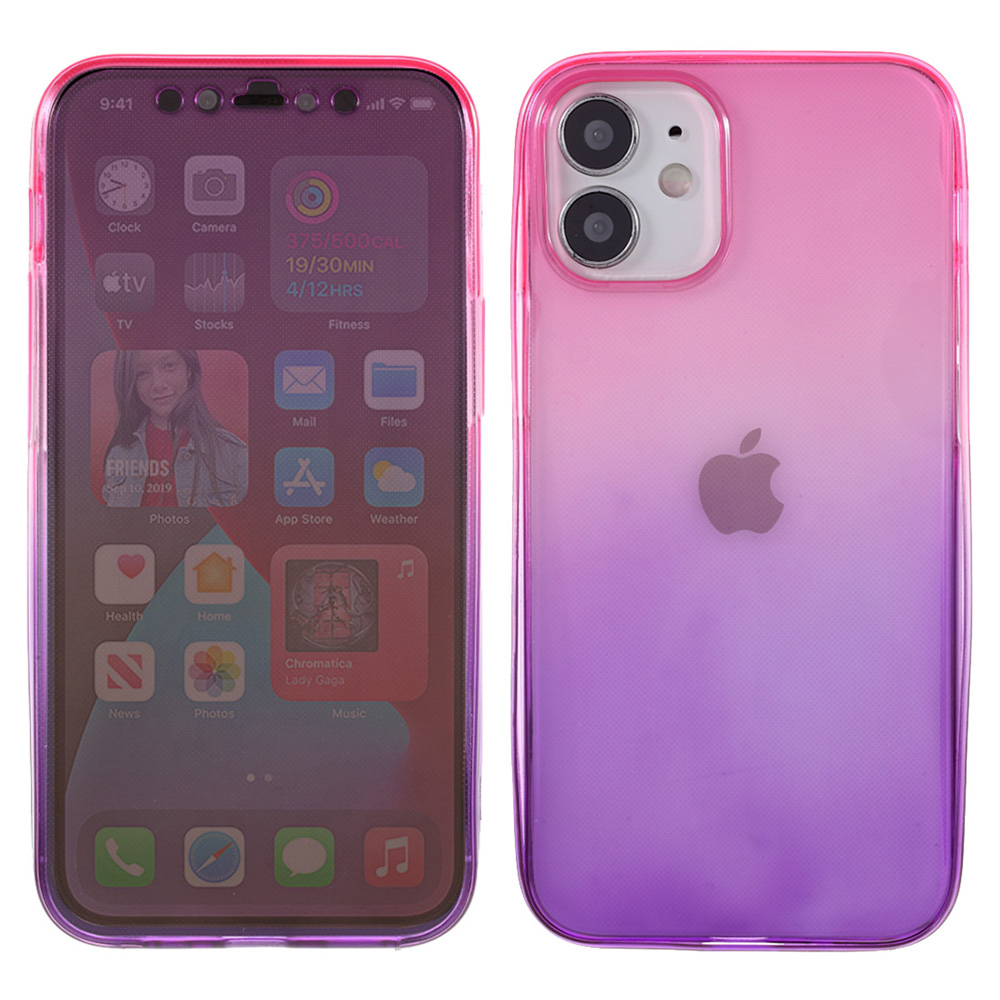 

Съемный Фронт + Задний Корпус TPU Для Iphone 12 Мини -градиент Цвет - Роза / Пурпурный, iPhone 12 mini