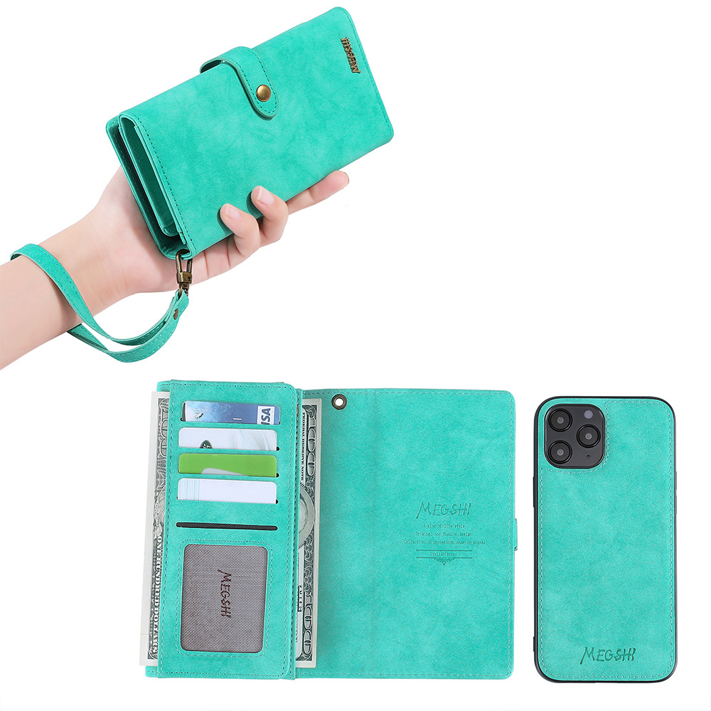 

MEGSHI Detachable 2 in 1 Wallet Phone Protective Shell for iPhone 12 Pro Max - Cyan, iPhone 12 Pro Max