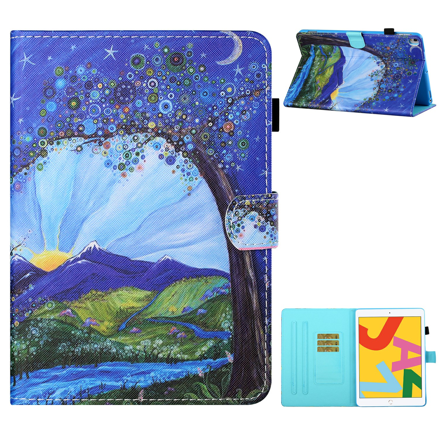 

Pattern Printing Leather Stand Tablet Cover Shell for iPad 10.2 (2021)/(2020)/(2019)/iPad Air 10.5 inch (2019) - Landscape, iPad 10.2 (2020)