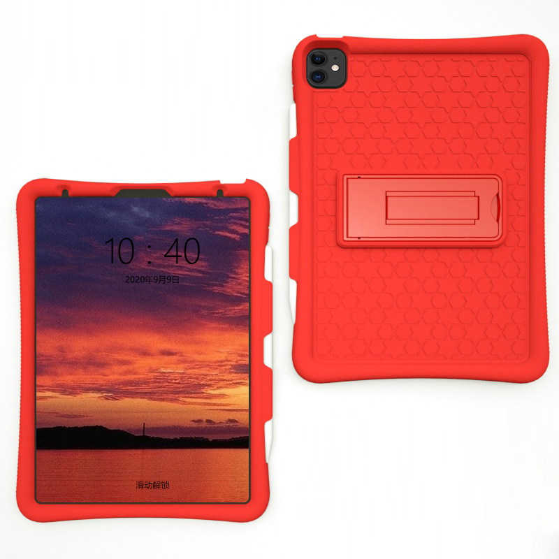 

Shockproof Silicone Kickstand Shell for iPad Air (2020) Tablet Protector Case - Red, iPad Air (2020)
