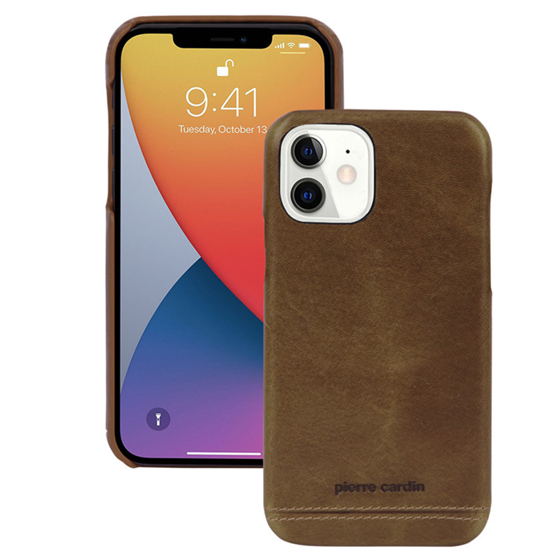 

ПК Pierre Cardin Натуральная Кожаное Покрытие На ПК Для Кожи Для IPhone 12 Mini - Коричневый, iPhone 12 mini