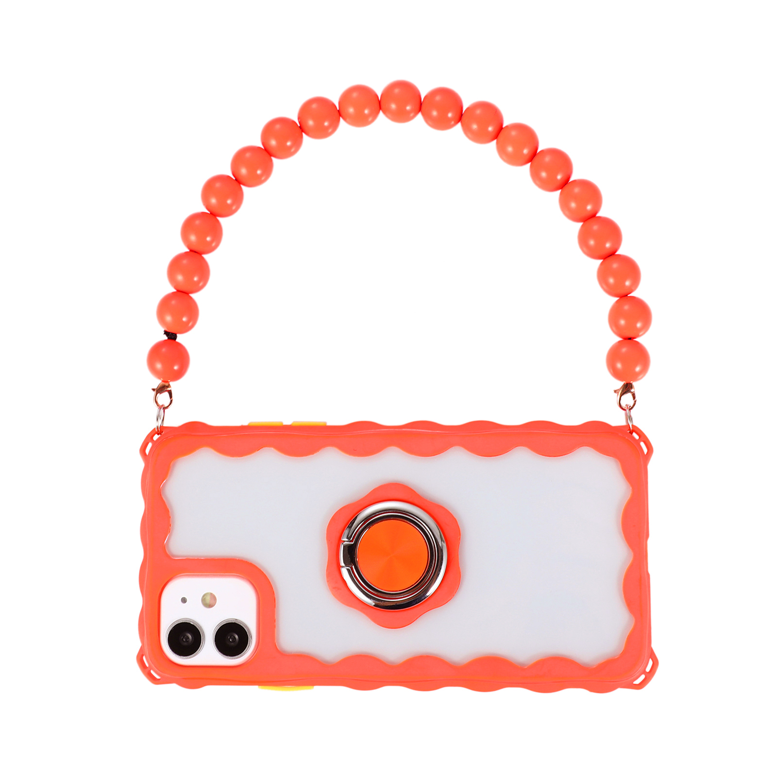 

Ring Kickstand PC + TPU Hybrid Shock Resistant Case with Hand-held Chain for iPhone 12 mini - Orange, iPhone 12 mini