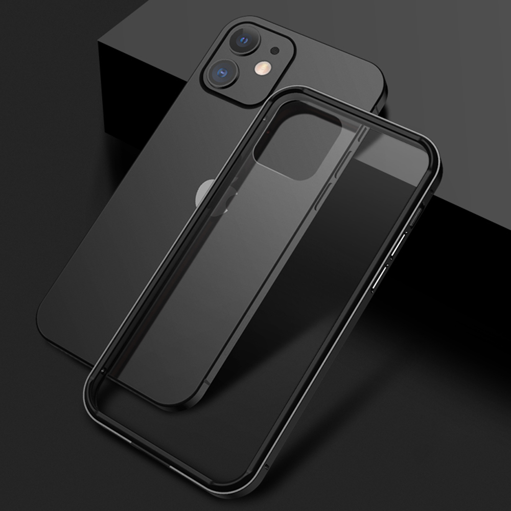 

Martin Series Drop Resistant Metal Frame + Plastic Back Casing for iPhone 12 mini - Black, iPhone 12 mini