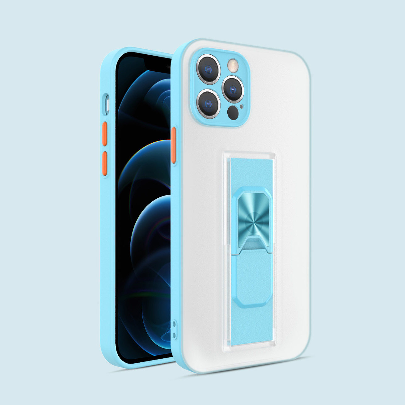 

Folding Kickstand Hard PC + Soft TPU Bright Color Phone Case with Magnetic Metal Sheet for iPhone 11 Pro Max - Sky Blue, iPhone 11 Pro Max 6.5 inch