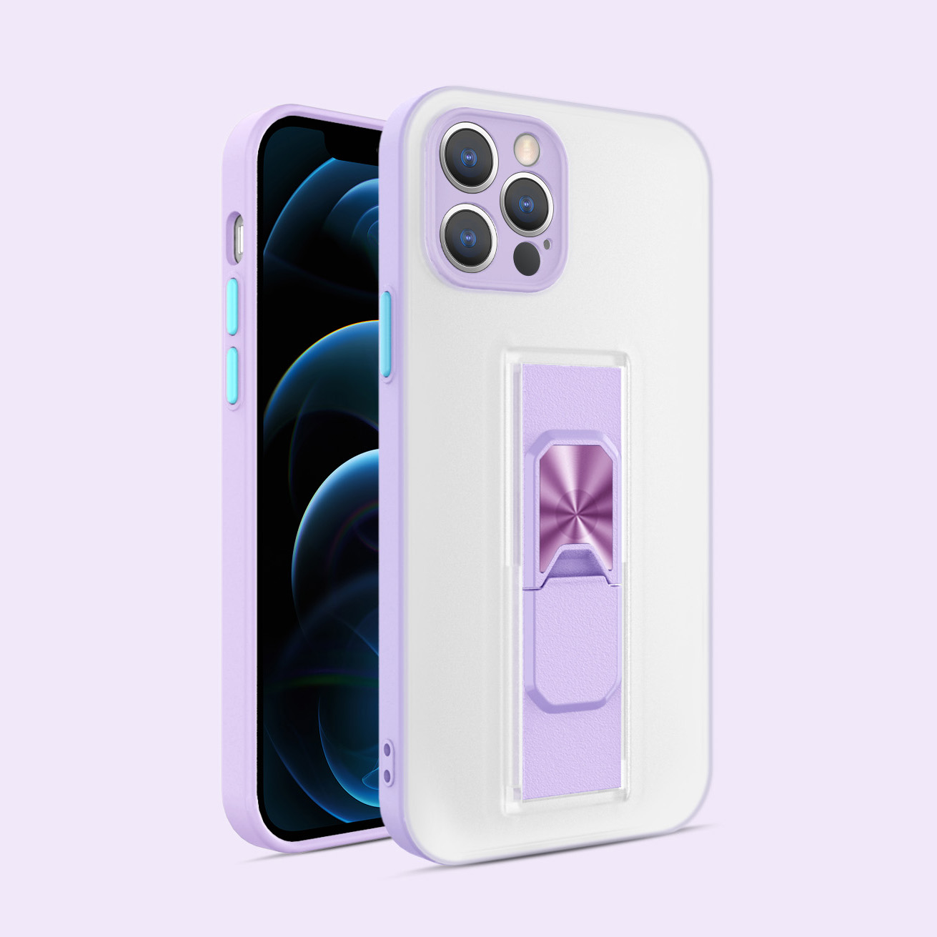 

Folding Kickstand Hard PC + Soft TPU Bright Color Phone Case with Magnetic Metal Sheet for iPhone 11 Pro Max - Purple, iPhone 11 Pro Max 6.5 inch
