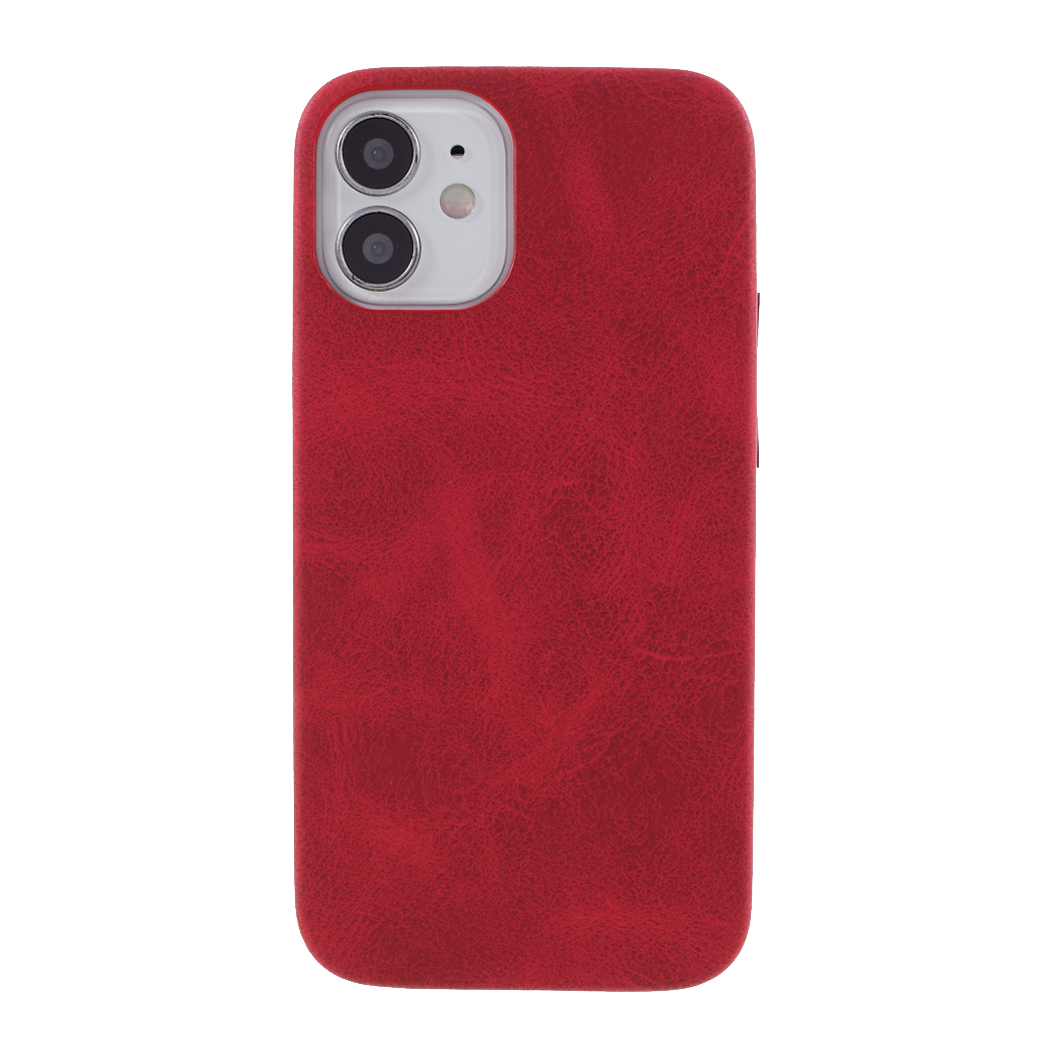 

For iPhone 12 Mini PC+Leather Cell Phone Casing - Red, iPhone 12 mini