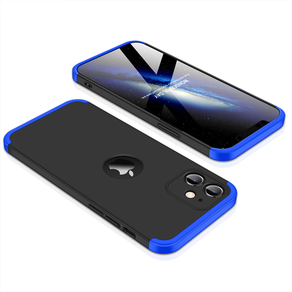 

GKK Detachable 3-Piece Precise Hole Opening Frosted Surface PC Mobile Shell Case for iPhone 12 mini - Black/Blue, iPhone 12 mini