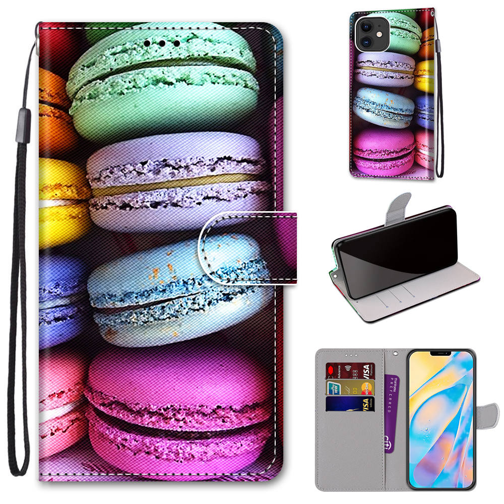 

Кожаная Кожаная Кожаная Новая Узорчатая Крышка Для IPhone 12 Mini - Макароны, iPhone 12 mini