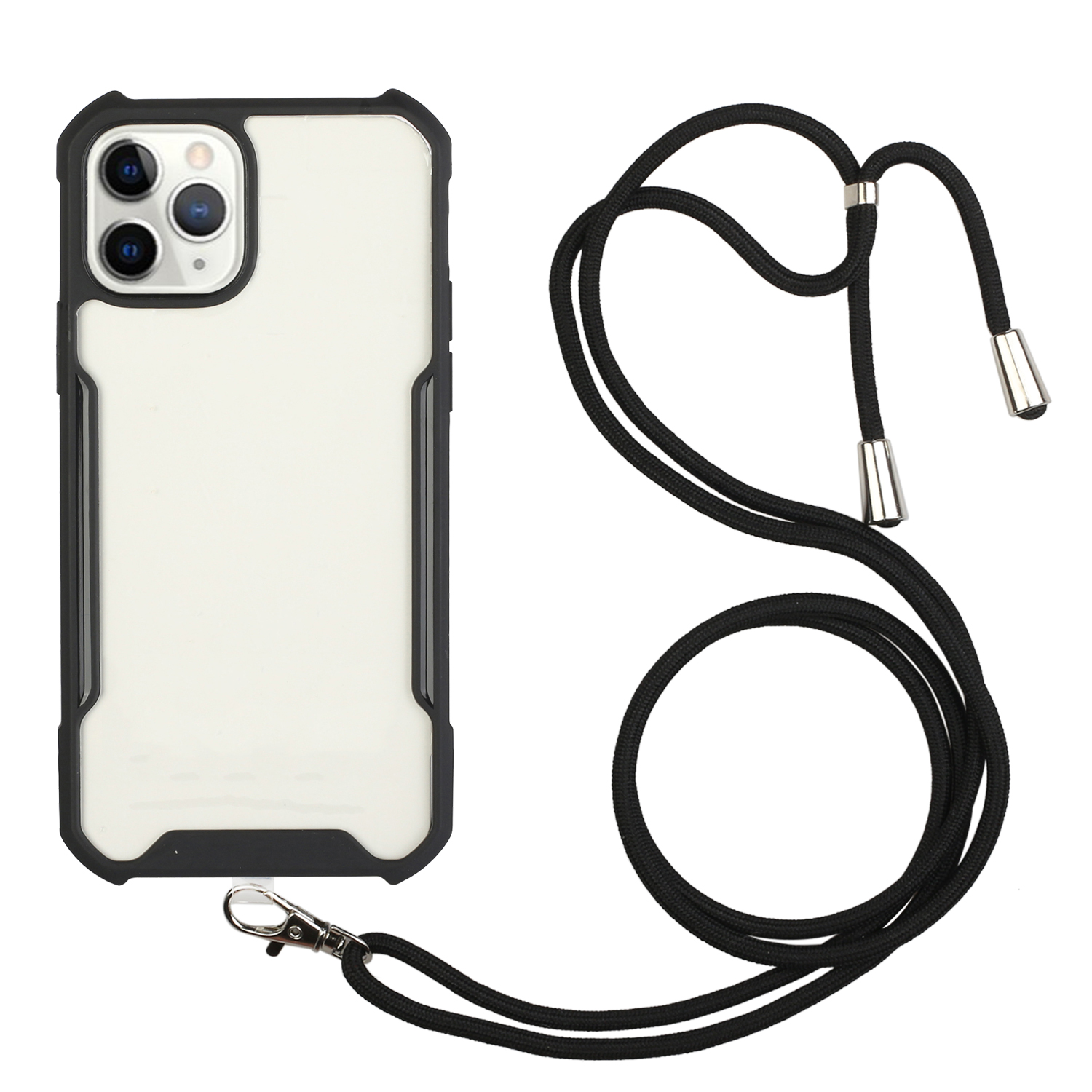 

Acrylique + Étui de Téléphone à Choc de Choc Tpu Avec Sangle Pour Iphone 11 Pro Max 6,5 Pouces - le Noir