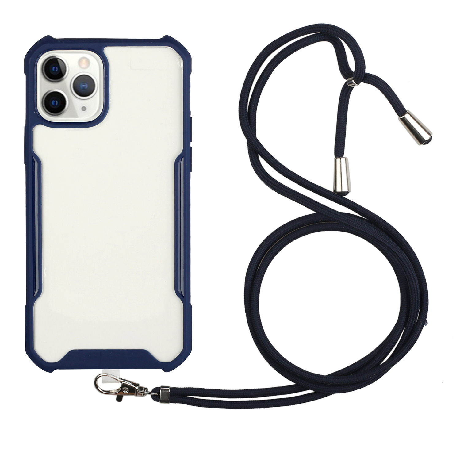 

Acrylic + TPU Ударопрочный Чехол Для Телефона С Ремешком Для IPhone 11 Pro Max 6,5 Дюйма - Темно-синий, iPhone 11 Pro Max 6.5 inch