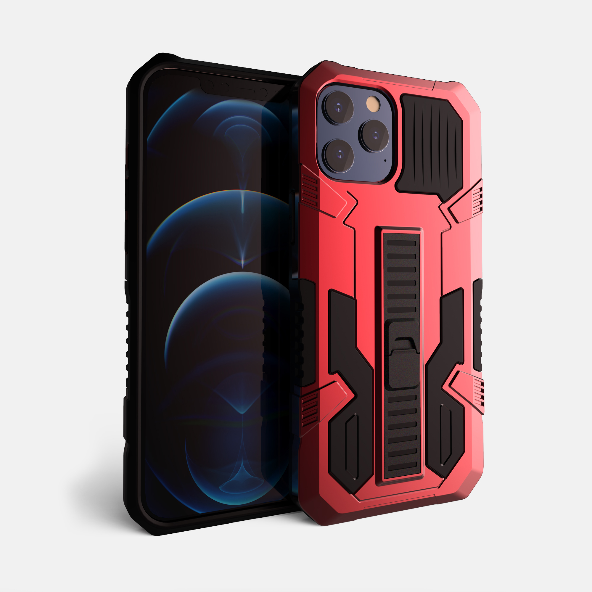 

Vanguard PC + TPU Hybrid Mobile Case with Hidden Kickstand for iPhone 12 Pro Max - Red, iPhone 12 Pro Max