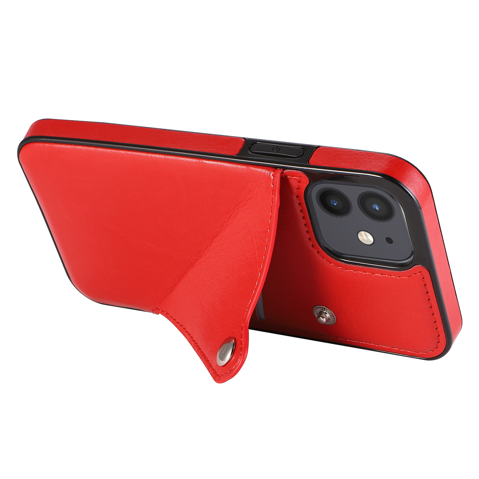 

TPU + PU Leather Card Slots Phone Protective Case for iPhone 12 mini - Red, iPhone 12 mini