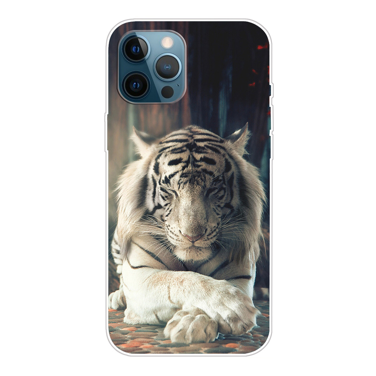 

Для IPhone 12 Pro Max Pattern Print Peption Гибкое Высокое Качество Телефон TPU Телефон - Белый Тигр, iPhone 12 Pro Max