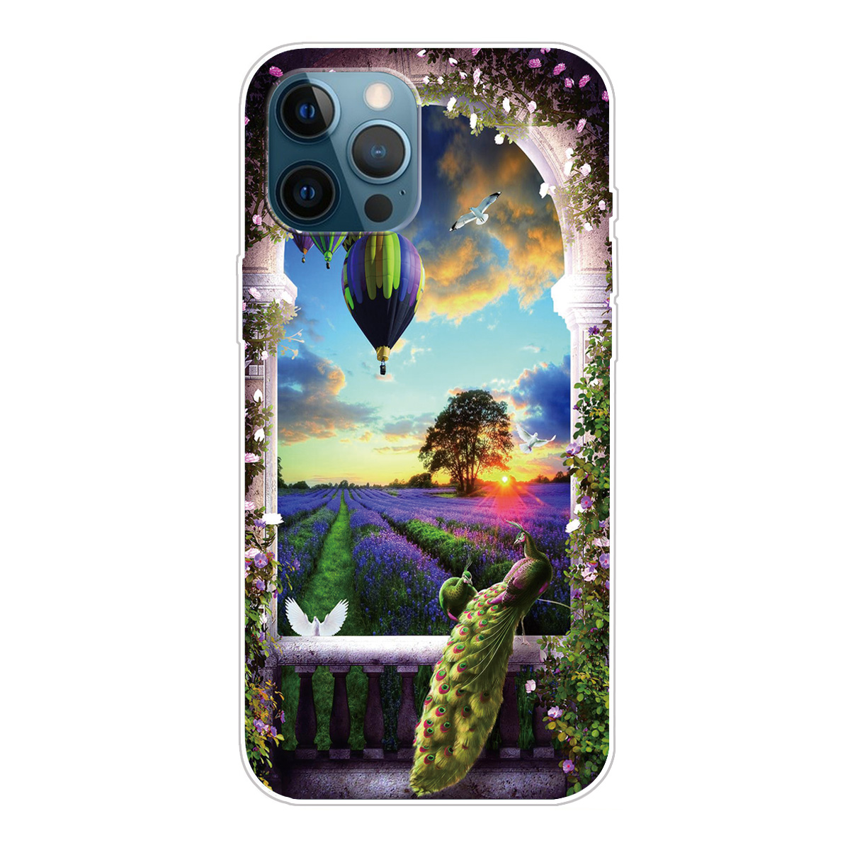

Для IPhone 12 Pro Max Pattern Print Peption Гибкое Высокое Качество Телефон TPU Телефон - Живописная Красота, iPhone 12 Pro Max