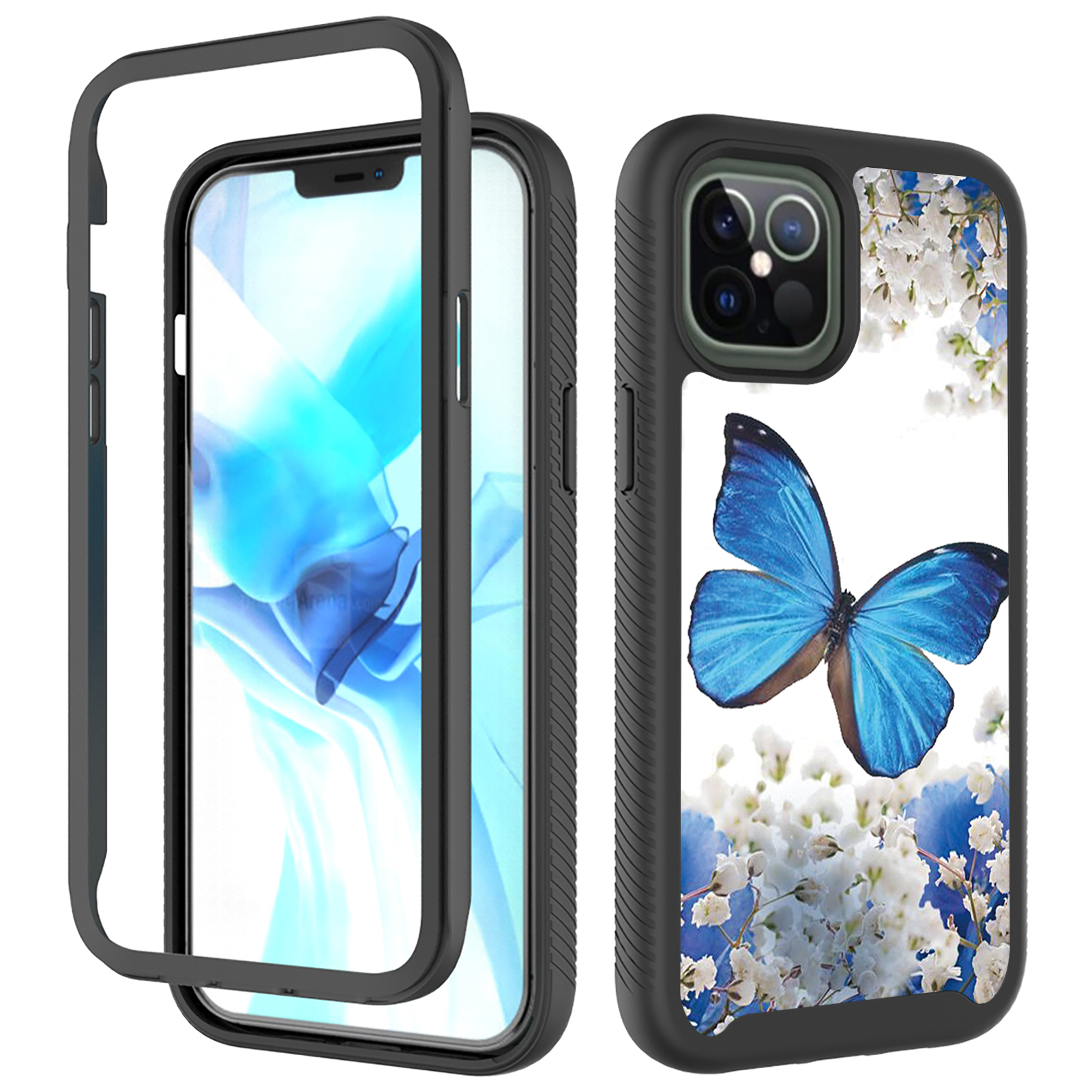 

Шаблон Печати Для IPhone 12 Pro Max Pet + TPU + Акриловая Защитная Оболочка - Синяя Бабочка, iPhone 12 Pro Max
