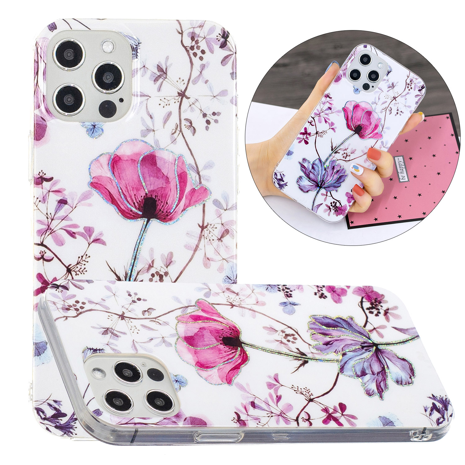 

IMD Design Marble Pattern Printing TPU Cell Phone Cover for iPhone 12 Pro Max - Lotus, iPhone 12 Pro Max