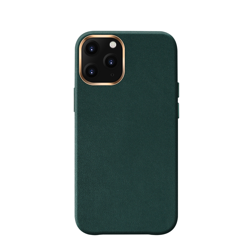 

MUTURAL Hard PC+PU Leather+Metal Frame Camera Frame Phone Case Shockproof Cover for iPhone 12 mini 5.4 inch - Blackish Green, iPhone 12 mini