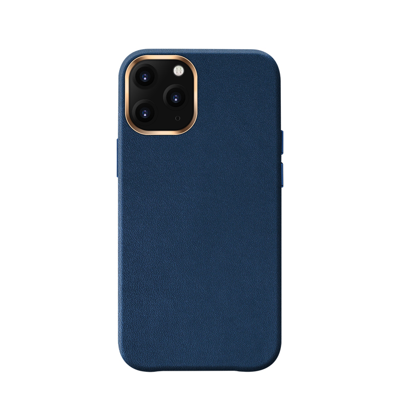 

MUTURAL Hard PC+PU Leather+Metal Frame Camera Frame Phone Case Shockproof Cover for iPhone 12 - Blue, iPhone 12