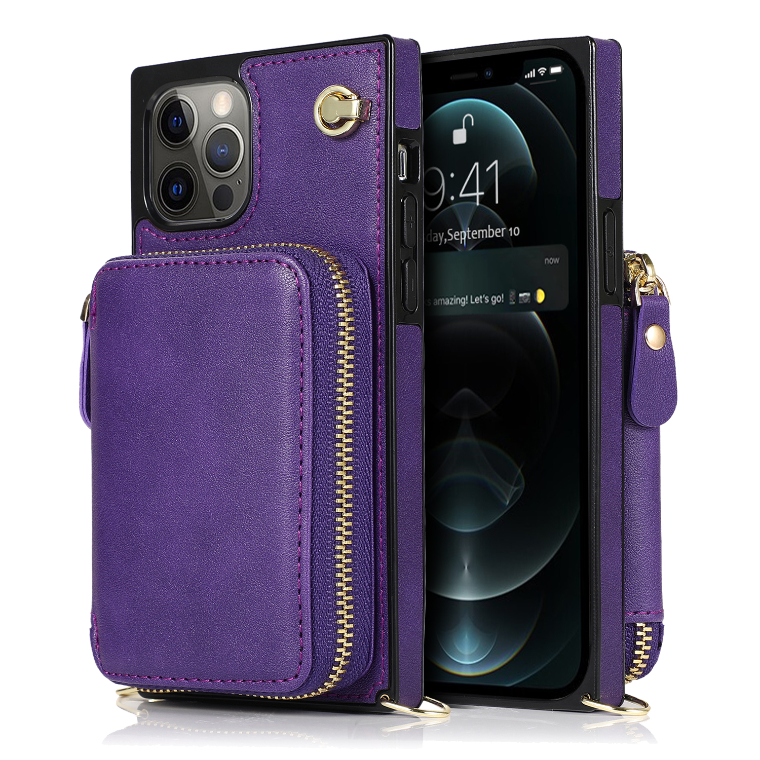 

Kickstand Кожаный Карманный Карманный Кошельщик Case Code Body Для IPhone 12 Pro Max - Фиолетовый, iPhone 12 Pro Max