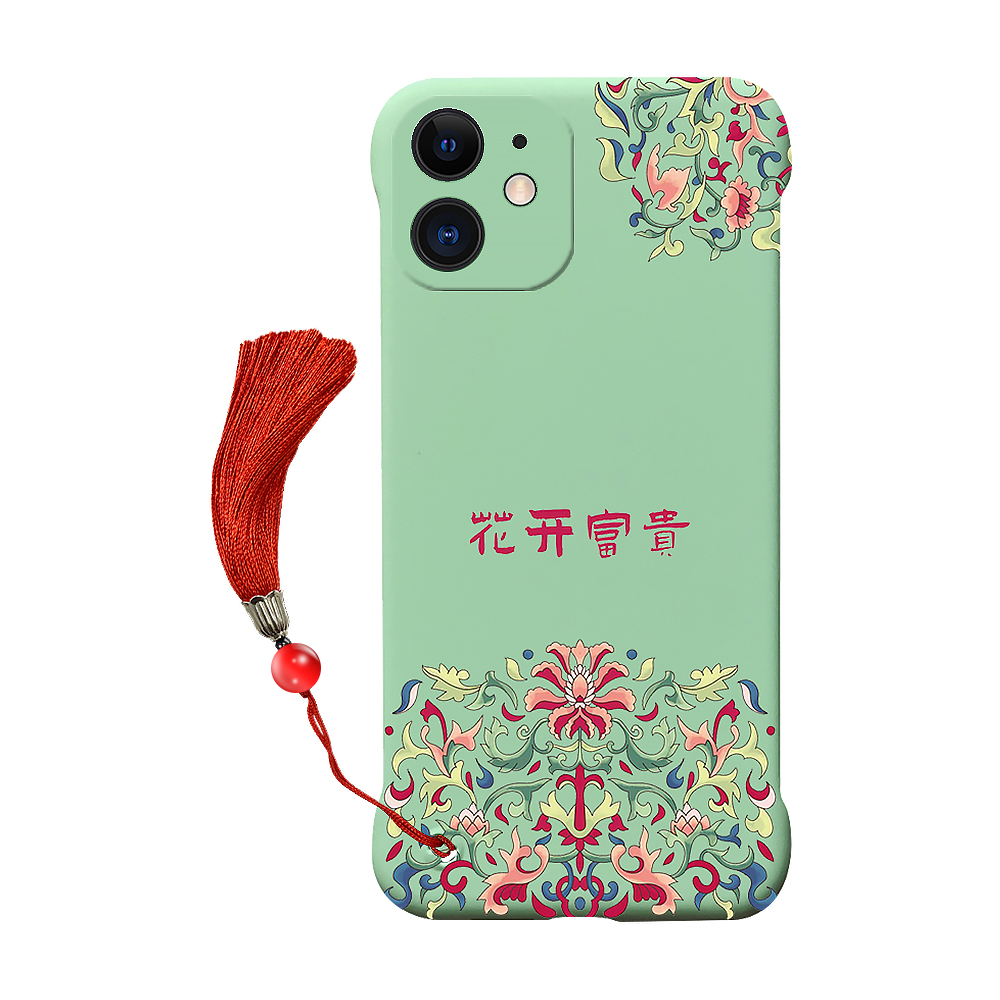 

Chinese Ancient Style Hard PC Frame-less Case with Tassel Strap for iPhone 12 mini - Green, iPhone 12 mini