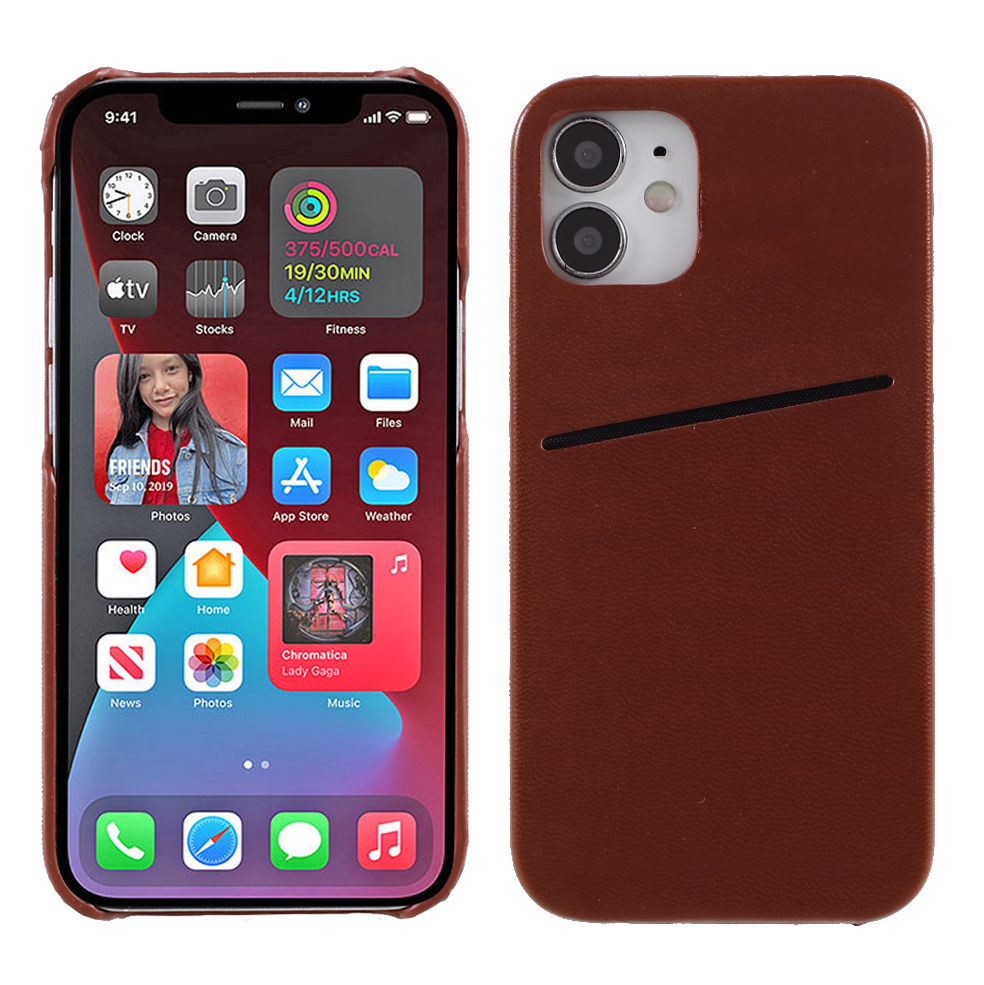 

MUTURAL PC + TPU Hybrid Cover with Card Slot for iPhone 12 mini - Brown, iPhone 12 mini