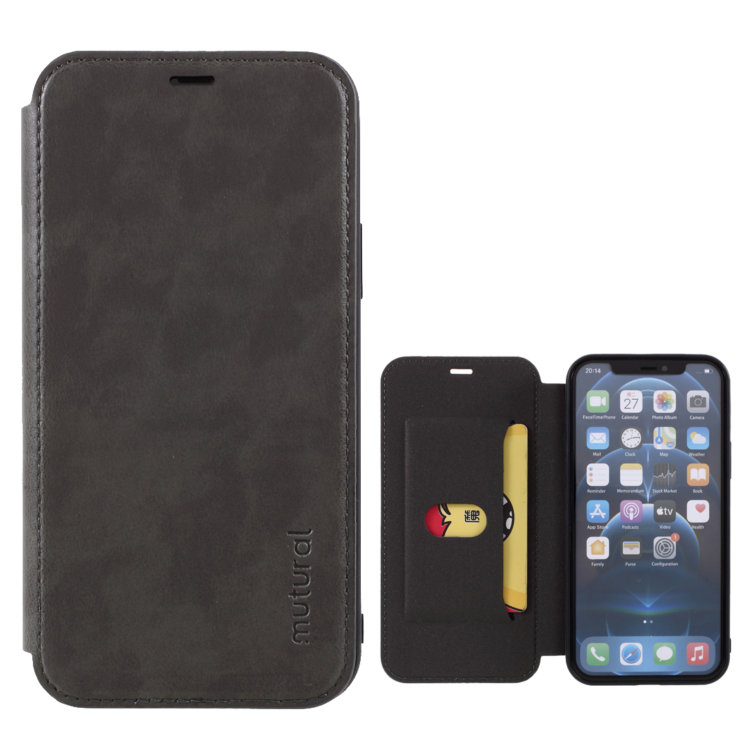 

MUTURUE PU Кожаный Держатель Карты Для IPhone 12/12 Pro - Серый, iPhone 12