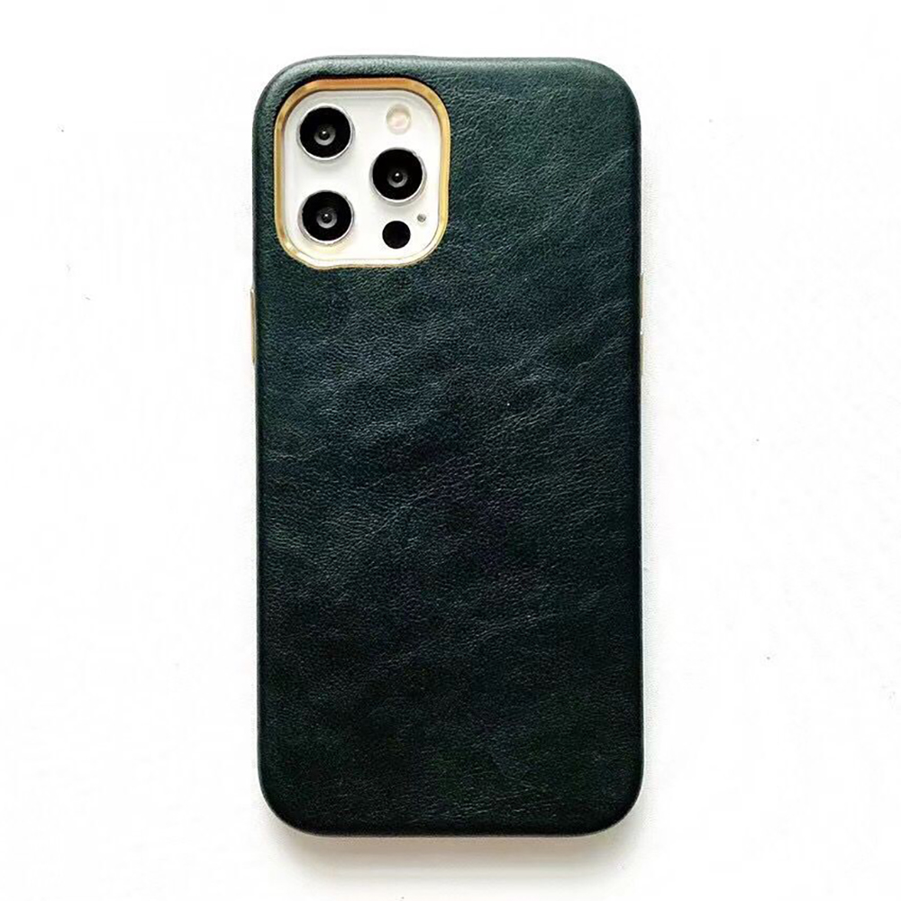 

Protective TPU + Genuine Leather Hybrid for MagSafe Magnet Charge Case for iPhone 12/12 Pro - Green, iPhone 12
