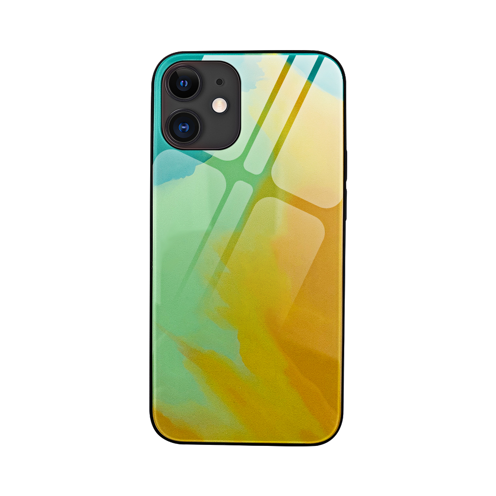 

Stylish Watercolor Design Glass Panel + TPU Edge Case for iPhone 12 Pro Max - Autumn Yellow, iPhone 12 Pro Max
