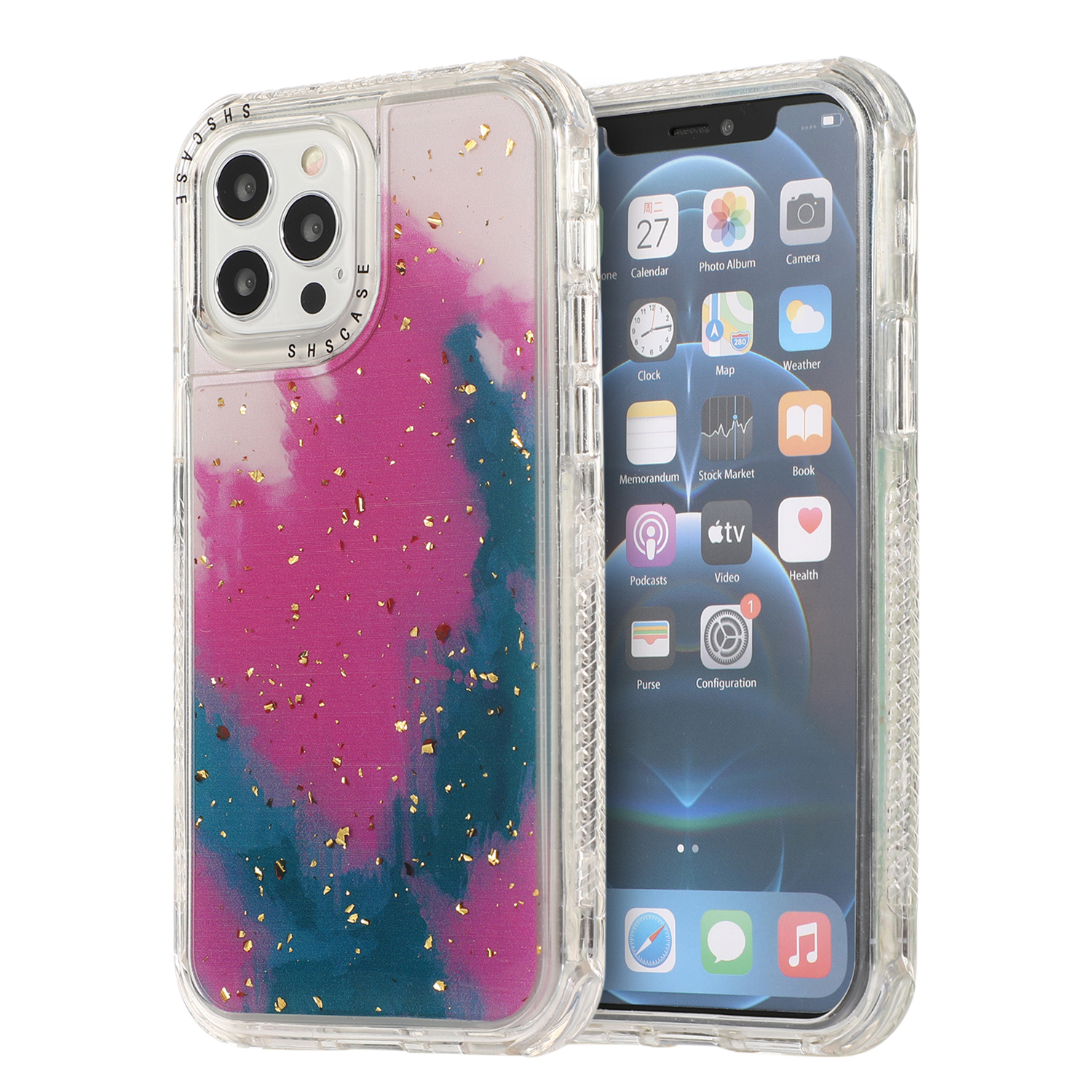 

Dreamland Акварель PC + TPU Гибридный Чехол С Декором Goldleaf Для IPhone 12 Pro Max - Роза, iPhone 12 Pro Max