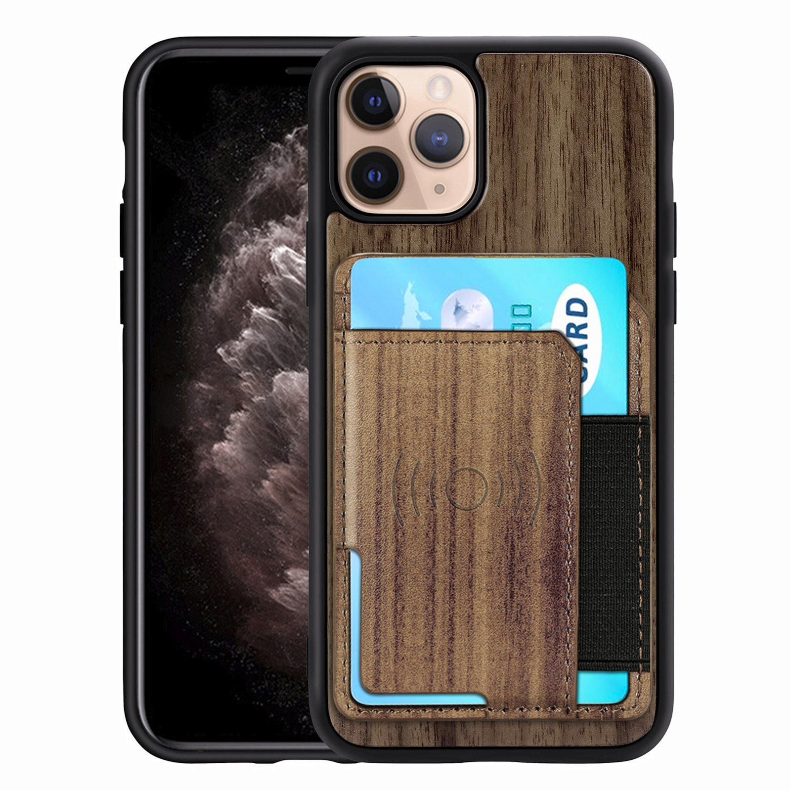 

Wooden Texture PU Leather+TPU Phone Shell with Magnetic Sheet and Card Slot for iPhone 11 Pro Max - Palisander, iPhone 11 Pro Max 6.5 inch