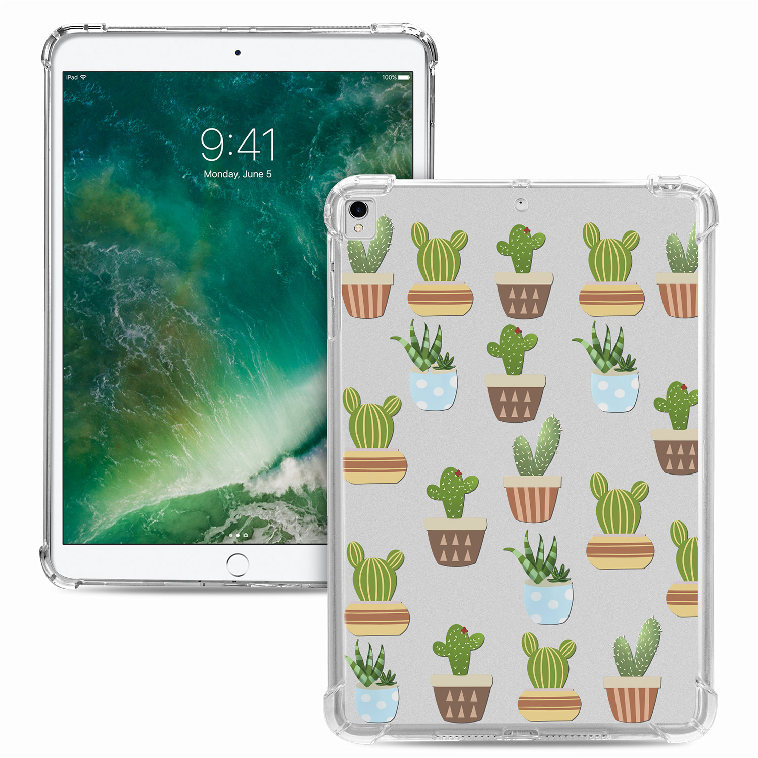 

Гибкий Чехол Таблетки TPU С Печатью Рисунка Для IPad 10.2 20.2 20.2019 - Шаржа Кактус, iPad 10.2 (2020)