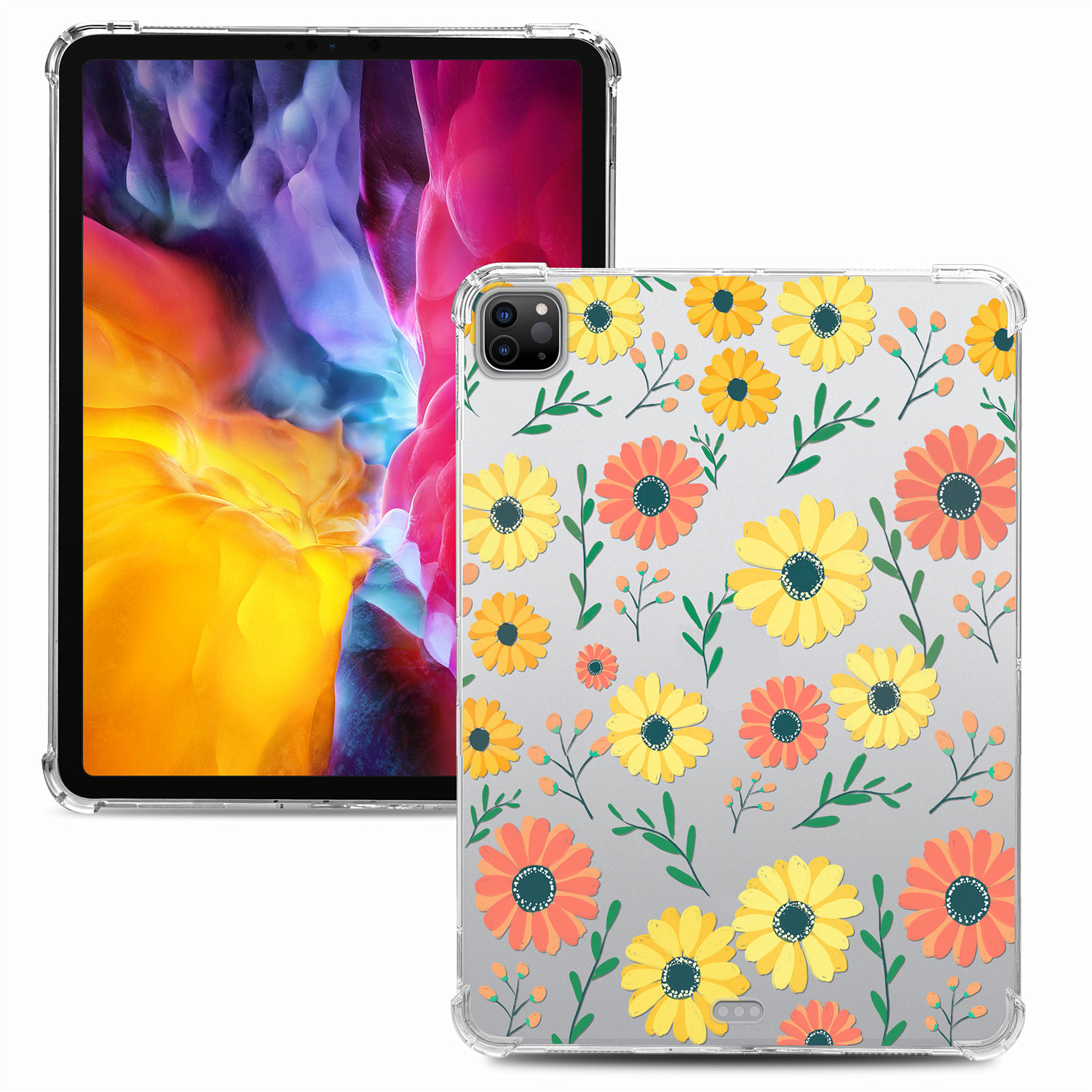 

Pattern Printing Four Corner Drop-proof Flexible TPU Tablet Case for iPad Pro 12.9-inch (2021) (2020) (2018) - Daisy, iPad Pro 12.9-inch (2021)
