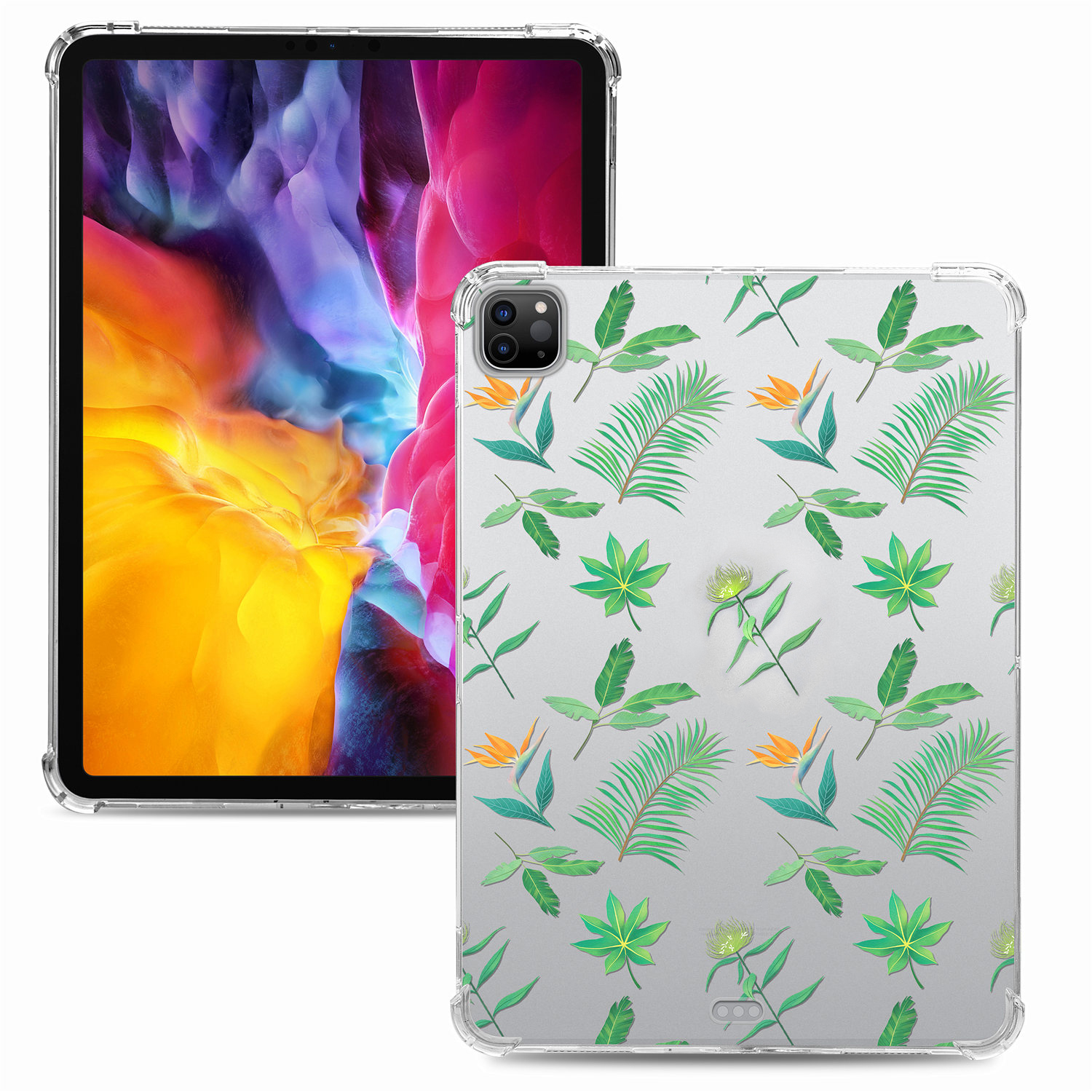 

Pattern Printing Four Corner Drop-proof Flexible TPU Tablet Case for iPad Pro 12.9-inch (2021) (2020) (2018) - Little Green Plant, iPad Pro 12.9-inch (2021)
