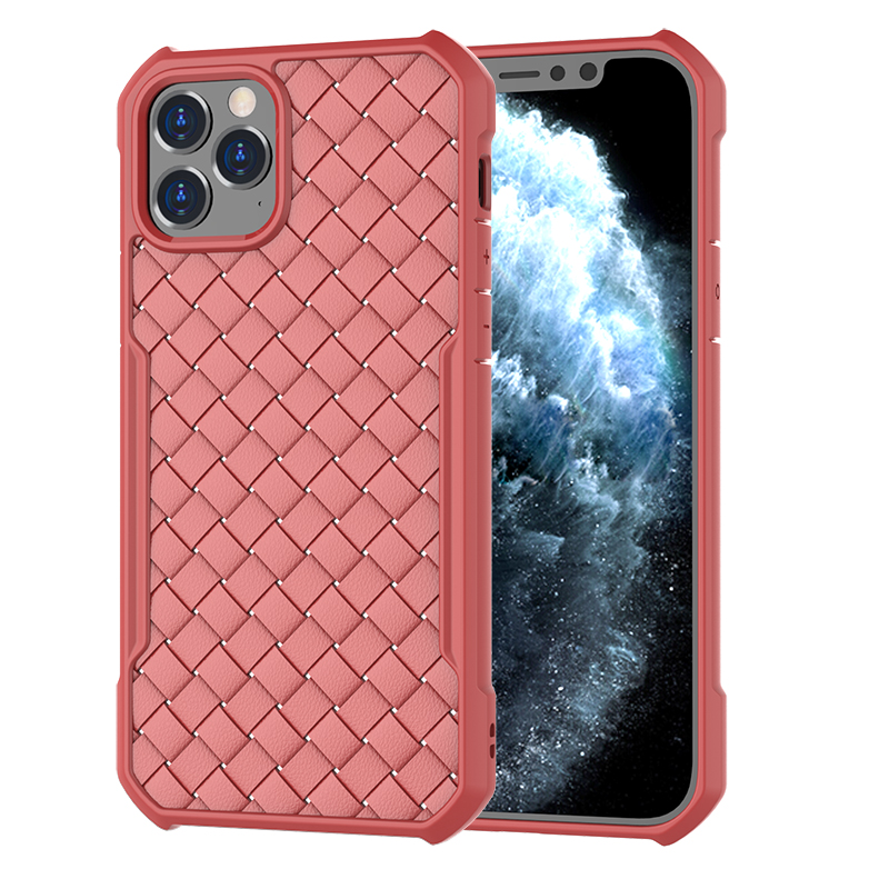 

Knitting Style Four Corner Anti-Drop TPU Phone Protective Case for iPhone 12/12 Pro - Red, iPhone 12