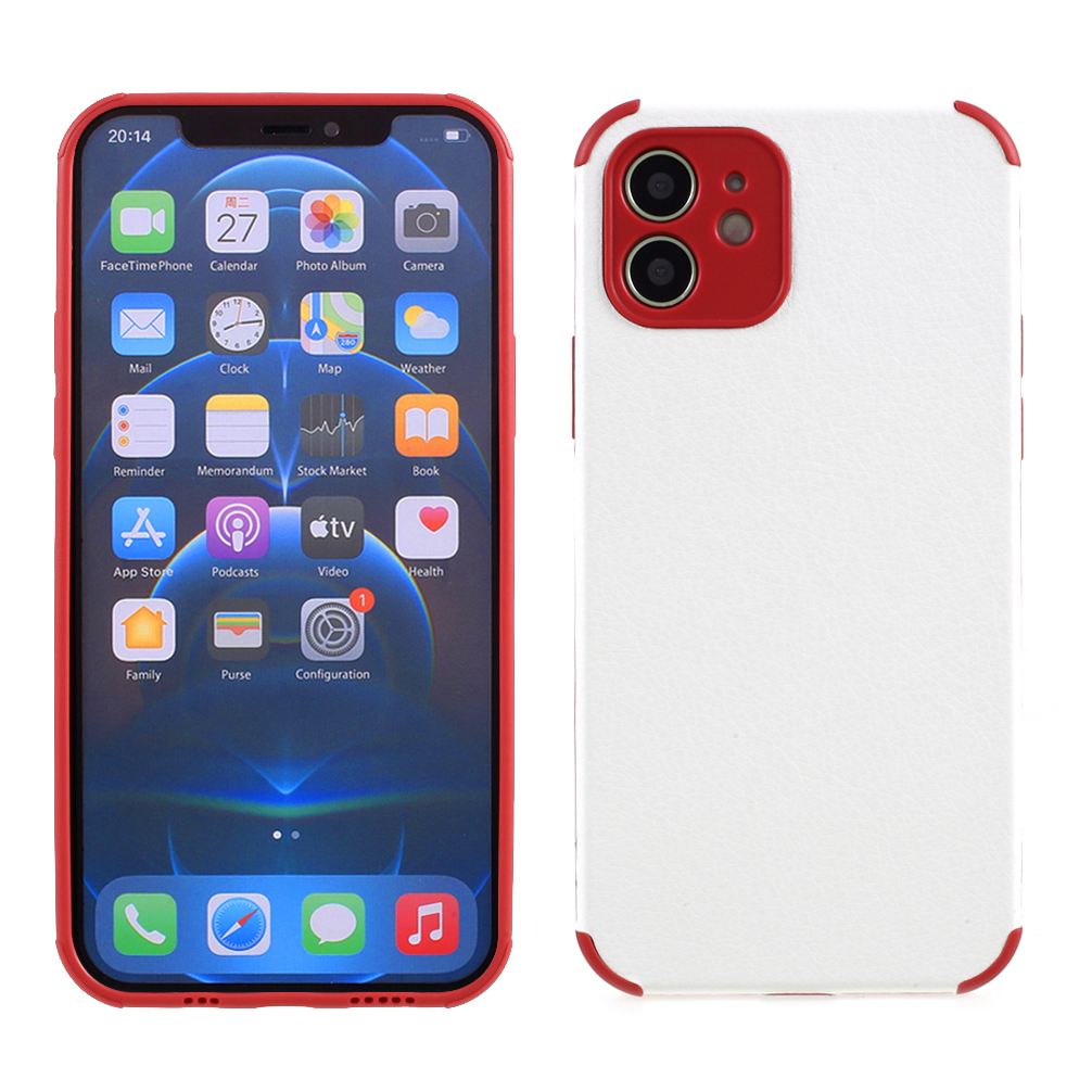 

Кожа + ТПУ Телефон Защитная Оболочка Для IPhone 12 - Красный, iPhone 12